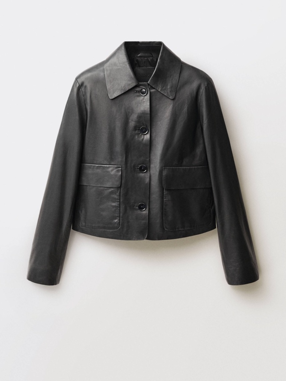 Mango Black Leather Button-Front Women's Jacket size small NWOT